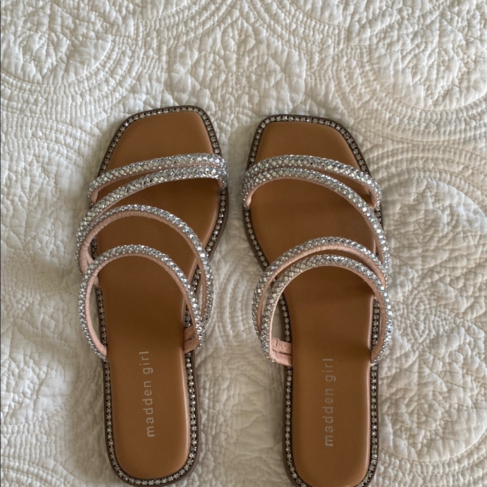 Madden Girl Silver Jeweled Strappy Sandals